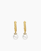 Petite Solari Drop Earrings in 18K Yellow Gold with Pearls and Diamonds, 17.2mm